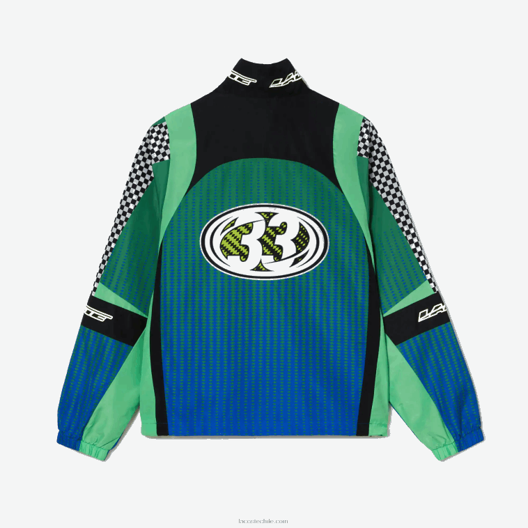 hombres Lacoste verde azul chy chaqueta de chándal con estampado de cuadros sombreados N6XZ2392