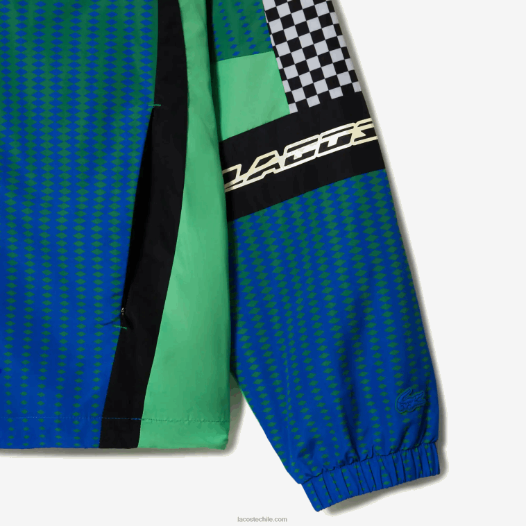 hombres Lacoste verde azul chy chaqueta de chándal con estampado de cuadros sombreados N6XZ2392