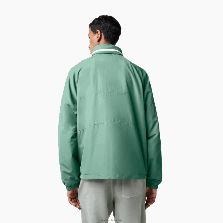 hombres Lacoste verde caqui kx5 chamarra repelente al agua con capucha removible N6XZ2390