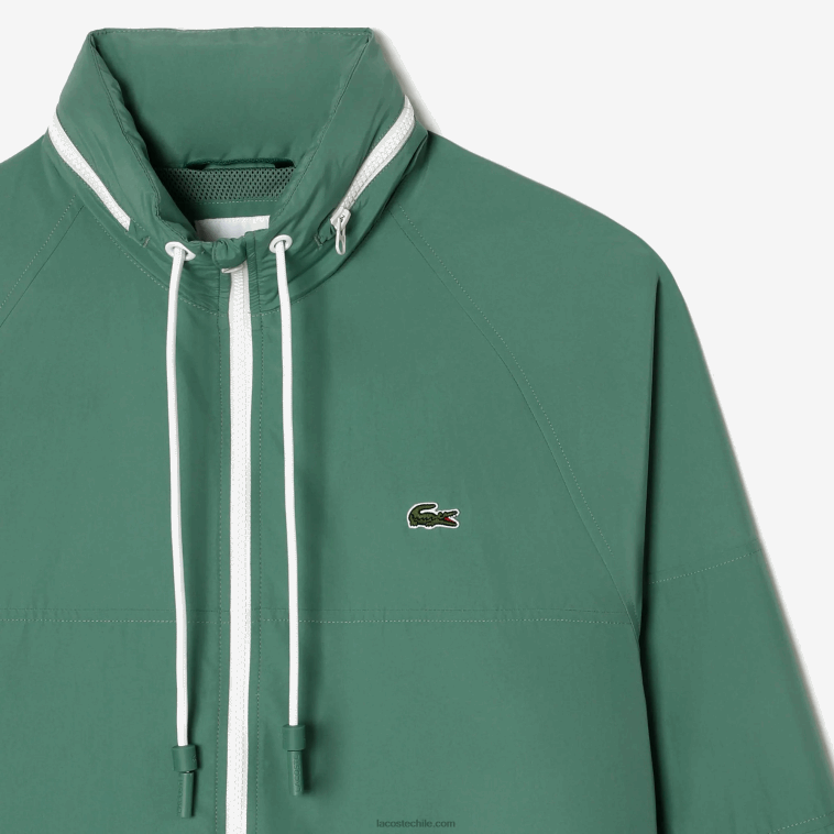hombres Lacoste verde caqui kx5 chamarra repelente al agua con capucha removible N6XZ2390