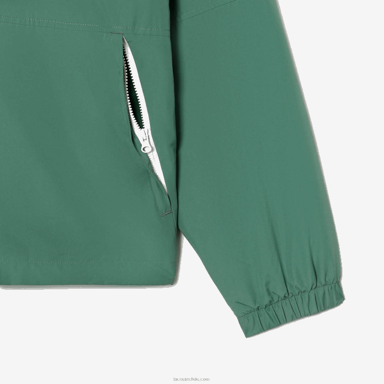 hombres Lacoste verde caqui kx5 chamarra repelente al agua con capucha removible N6XZ2390