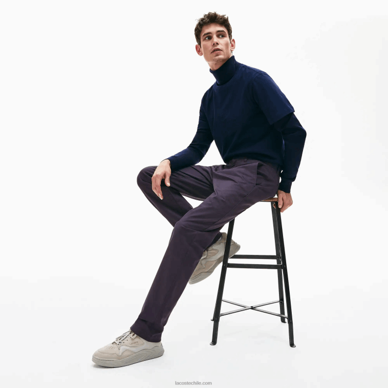 hombres Lacoste azul marino 166 pantalones chinos de algodón elástico N6XZ21656