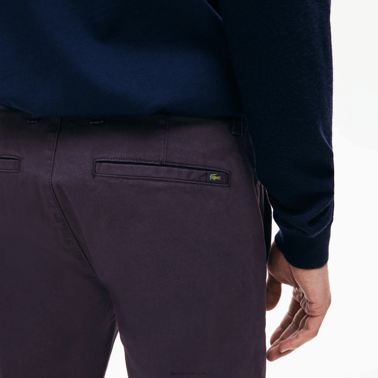 hombres Lacoste azul marino 166 pantalones chinos de algodón elástico N6XZ21656