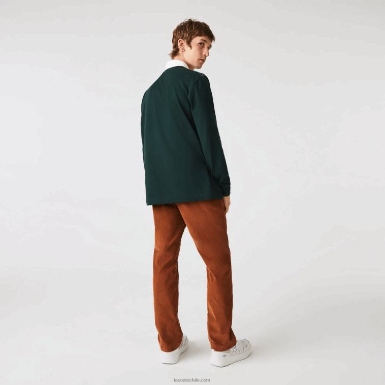 hombres Lacoste marrón 3pb chinos rectos de pana N6XZ21583
