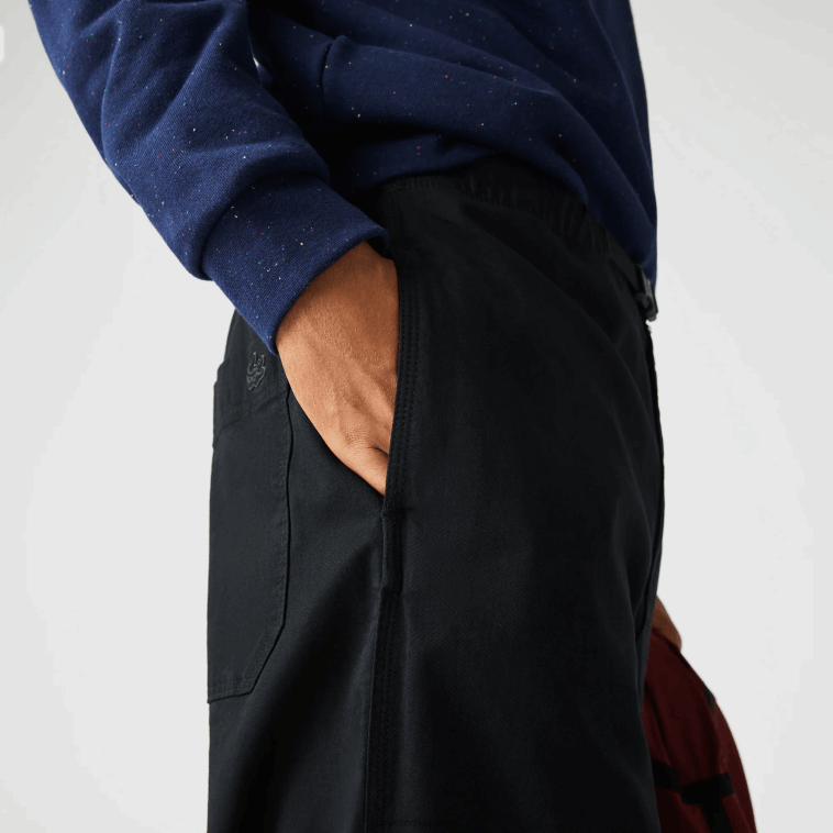 hombres Lacoste negro 031 chinos de gabardina de algodón orgánico N6XZ21587