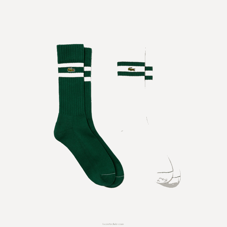 hombres Lacoste año blanco verde calcetines de canalé con rayas en contraste N6XZ2513 hombres Lacoste año blanco verde calcetines de canalé con rayas en contraste N6XZ2513