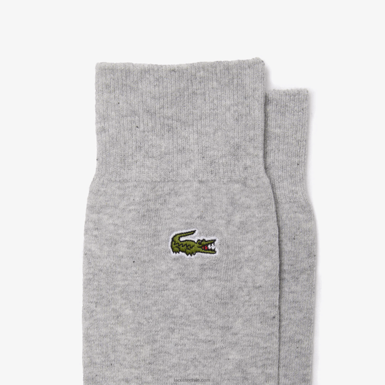hombres Lacoste azul marino chine gris negro c0u Pack de cinco calcetines de corte alto de algodón orgánico N6XZ2531