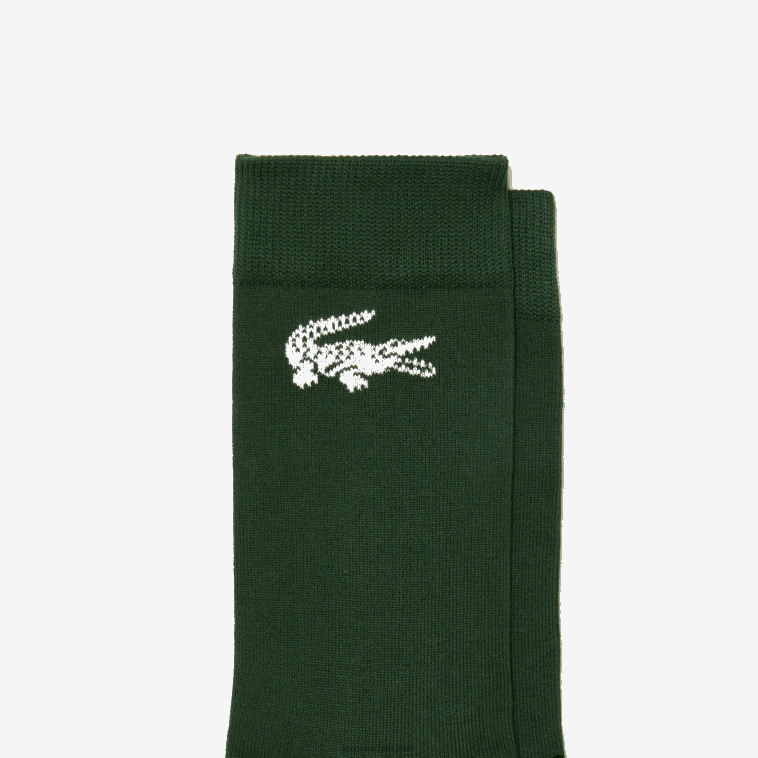 hombres Lacoste blanco verde x0n paquete de dos pares de calcetines de algodón orgánico hechos en Francia N6XZ2522