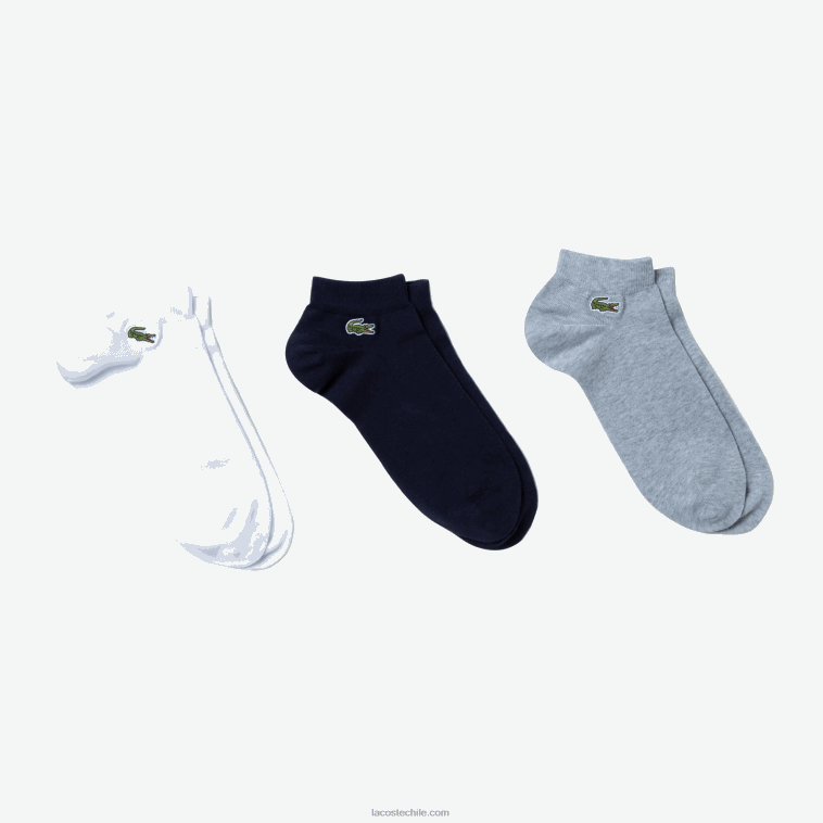 hombres Lacoste gris chino azul marino blanco 5kc Pack de 3 pares de calcetines sport escotados N6XZ2510 hombres Lacoste gris chino azul marino blanco 5kc Pack de 3 pares de calcetines sport escotados N6XZ2510