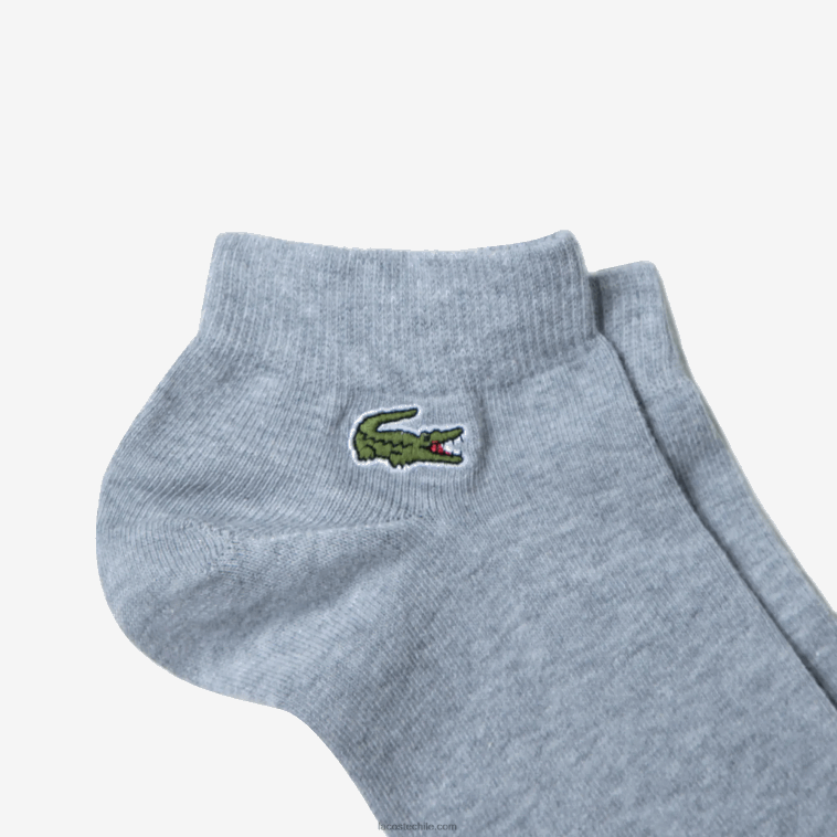 hombres Lacoste gris chino azul marino blanco 5kc Pack de 3 pares de calcetines sport escotados N6XZ2510