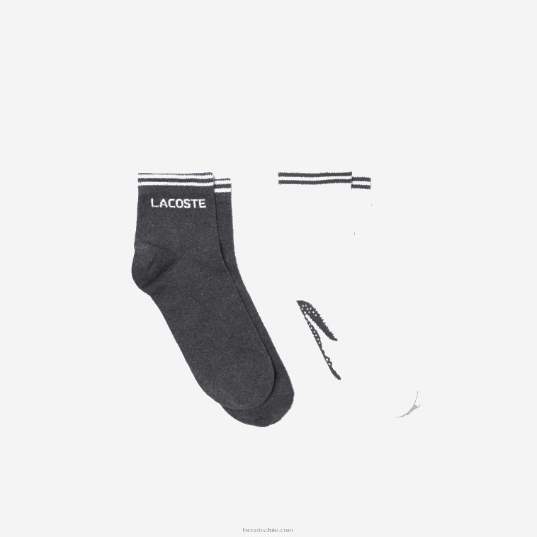 hombres Lacoste gris lomo blanco nkj Pack de dos pares de calcetines sport escotados de algodón N6XZ21671 hombres Lacoste gris lomo blanco nkj Pack de dos pares de calcetines sport escotados de algodón N6XZ21671
