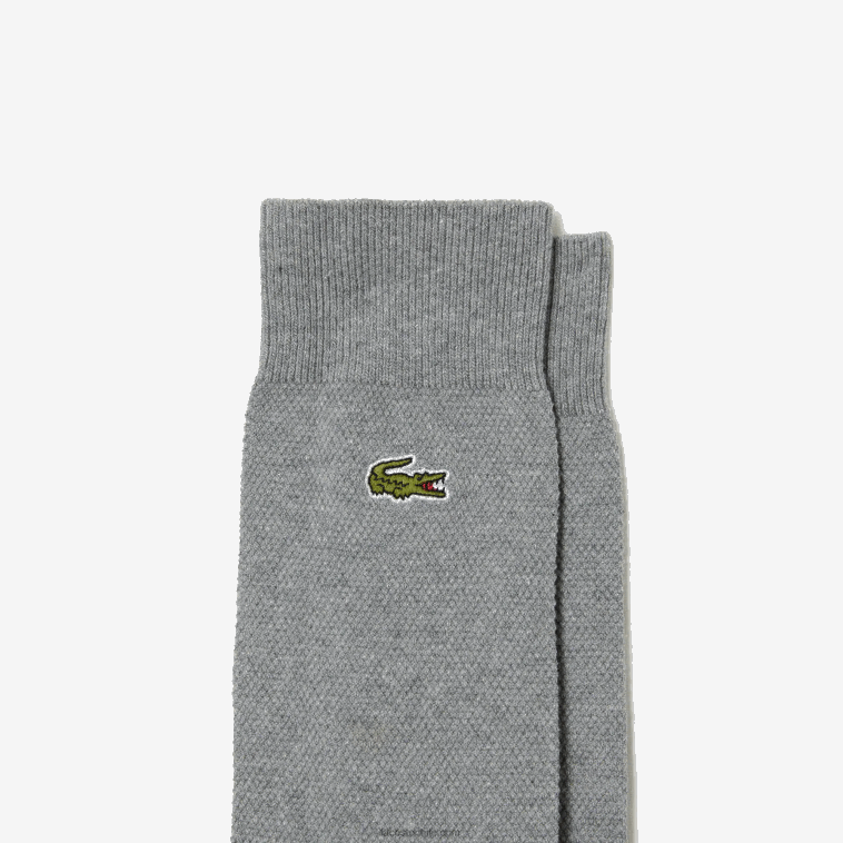 hombres Lacoste lomo gris yrd Pack de 3 pares de calcetines de corte alto en piqué de algodón N6XZ21663