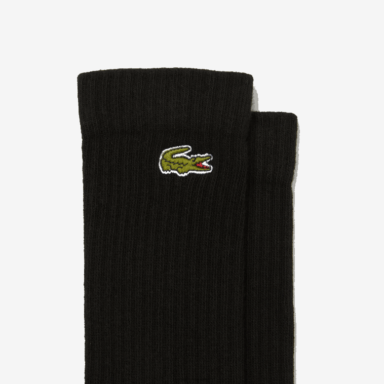 hombres Lacoste negro 8vm calcetines sport corte alto pack de 3 N6XZ2537