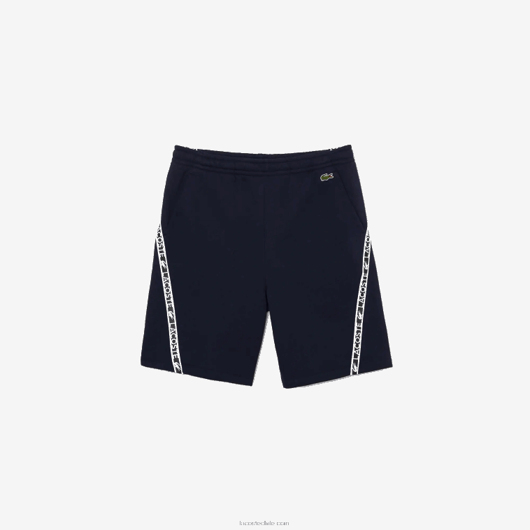 hombres Lacoste azul marino 166 shorts de felpa cepillada con bandas estampadas N6XZ21496
