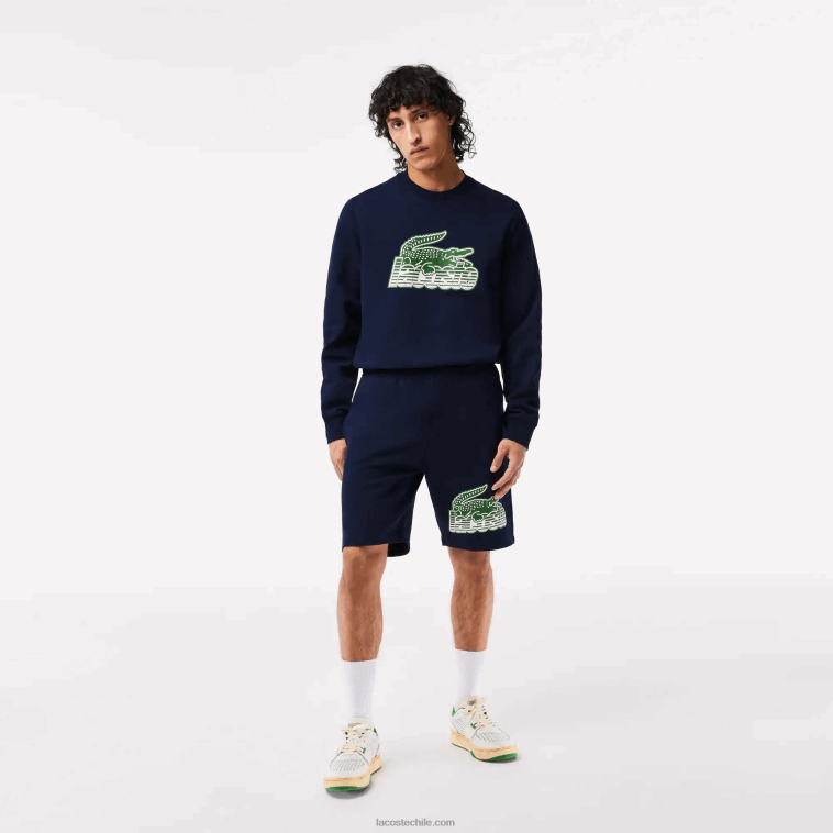 hombres Lacoste azul marino 166 shorts de felpa de algodón sin cepillar N6XZ2430 hombres Lacoste azul marino 166 shorts de felpa de algodón sin cepillar N6XZ2430