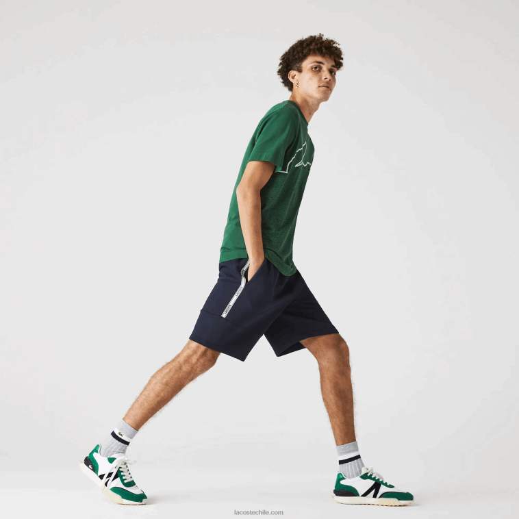 hombres Lacoste azul marino 166 shorts de mezcla de vellón con bandas de la marca N6XZ21538 hombres Lacoste azul marino 166 shorts de mezcla de vellón con bandas de la marca N6XZ21538