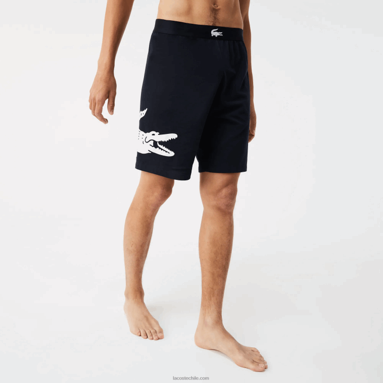hombres Lacoste azul marino blanco 525 pantalones cortos de interior de algodón elástico con estampado de cocodrilo y la marca N6XZ21454