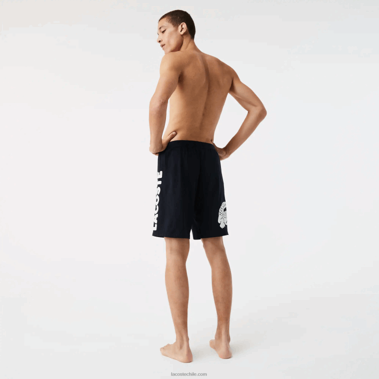 hombres Lacoste azul marino blanco 525 pantalones cortos de interior de algodón elástico con estampado de cocodrilo y la marca N6XZ21454
