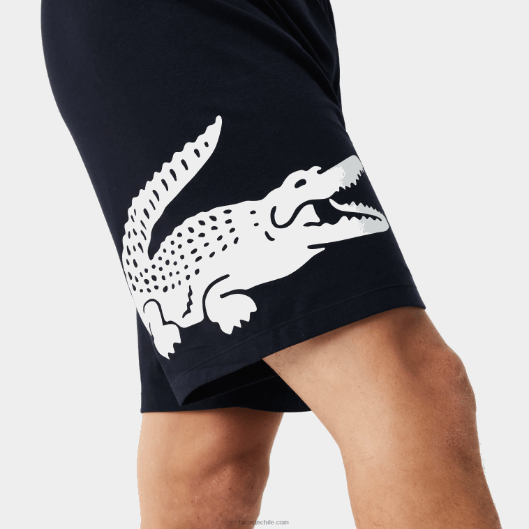 hombres Lacoste azul marino blanco 525 pantalones cortos de interior de algodón elástico con estampado de cocodrilo y la marca N6XZ21454