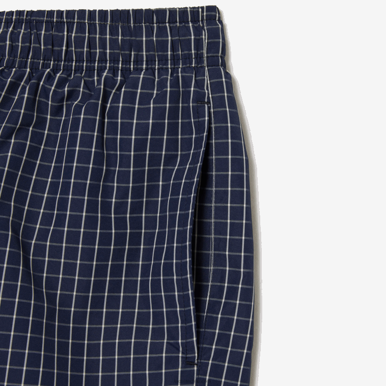 hombres Lacoste azul marino blanco xch bañador a cuadros de poliéster reciclado N6XZ2532