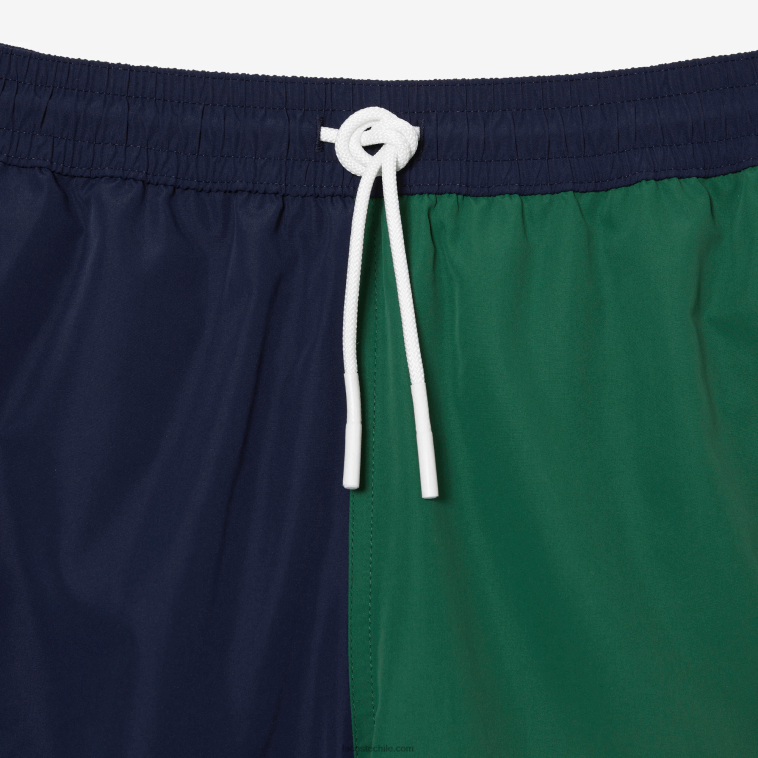 hombres Lacoste azul marino verde blanco ast bañador de poliéster reciclado colorblock N6XZ2520