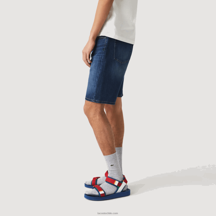 hombres Lacoste azul mk9 bermudas slim fit de denim de algodón elástico N6XZ21644