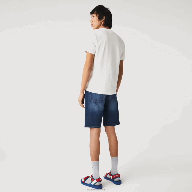 hombres Lacoste azul mk9 bermudas slim fit de denim de algodón elástico N6XZ21644