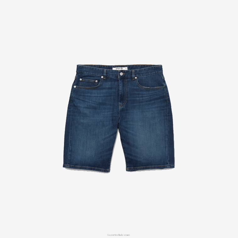 hombres Lacoste azul mk9 bermudas slim fit de denim de algodón elástico N6XZ21644