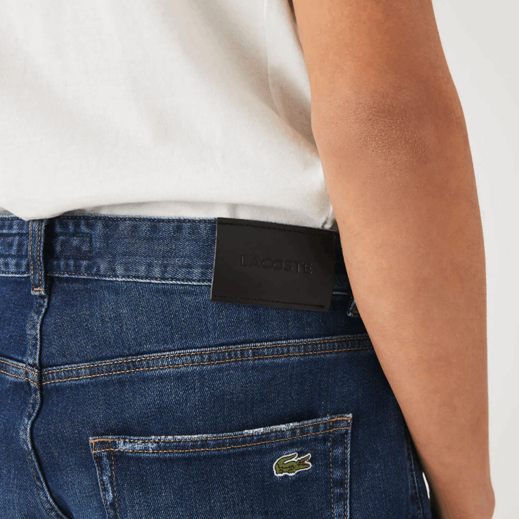 hombres Lacoste azul mk9 bermudas slim fit de denim de algodón elástico N6XZ21644