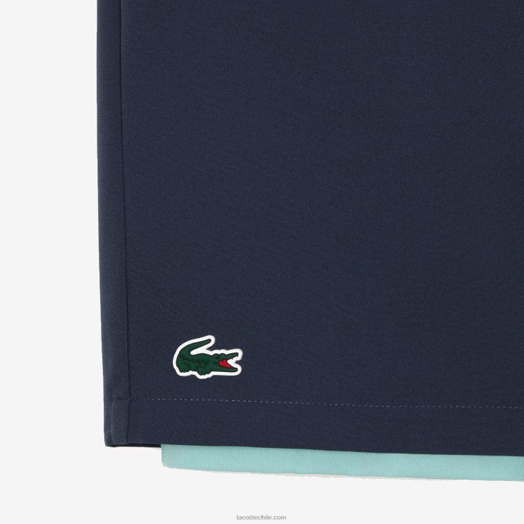 hombres Lacoste azul verde claro b00 pantalones cortos deportivos de dos tonos con calzoncillos incorporados N6XZ2480