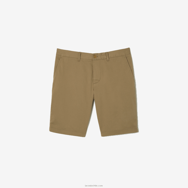 hombres Lacoste beige cb8 bermudas slim fit de algodón elástico N6XZ2431