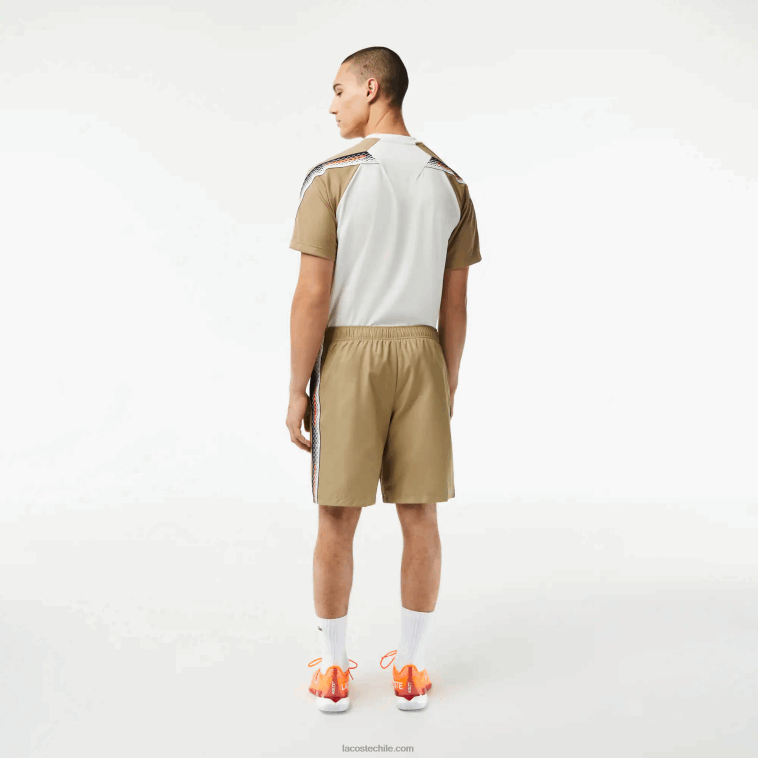 hombres Lacoste beige cb8 pantalones cortos de tenis de poliéster reciclado N6XZ216