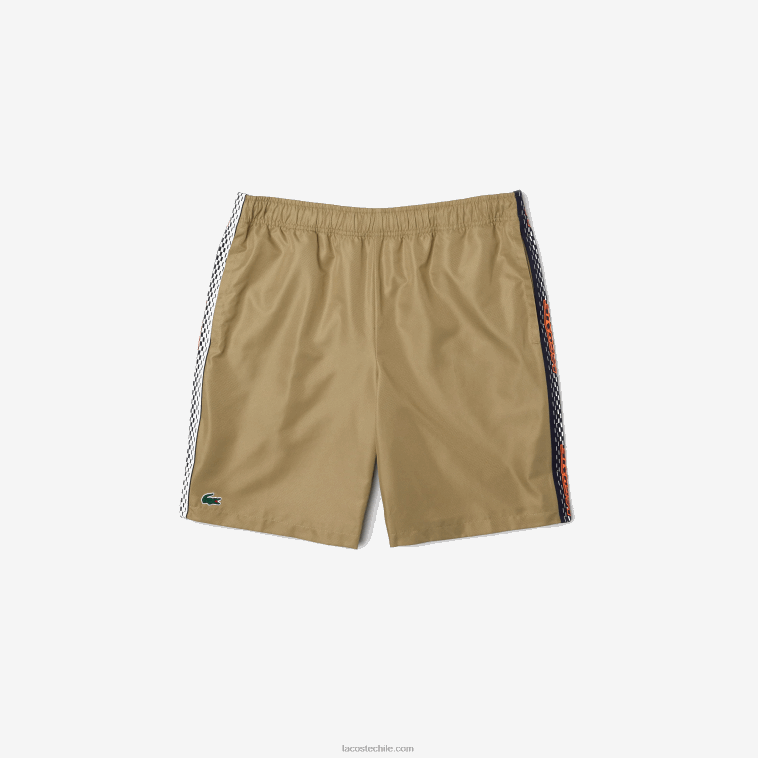 hombres Lacoste beige cb8 pantalones cortos de tenis de poliéster reciclado N6XZ216