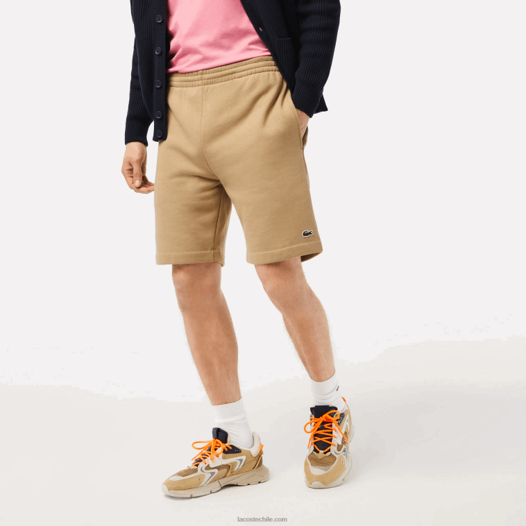 hombres Lacoste beige cb8 shorts de felpa de algodón orgánico peinado N6XZ2414
