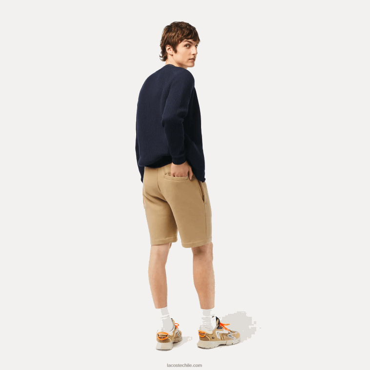 hombres Lacoste beige cb8 shorts de felpa de algodón orgánico peinado N6XZ2414