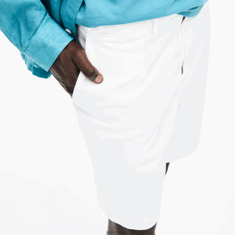hombres Lacoste blanco 001 Bermudas regular fit de gabardina de algodón N6XZ21618