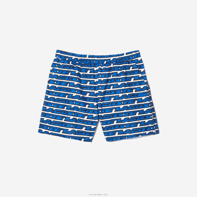 hombres Lacoste blanco azul cualquiera bañador con estampado de dos tonos N6XZ2524