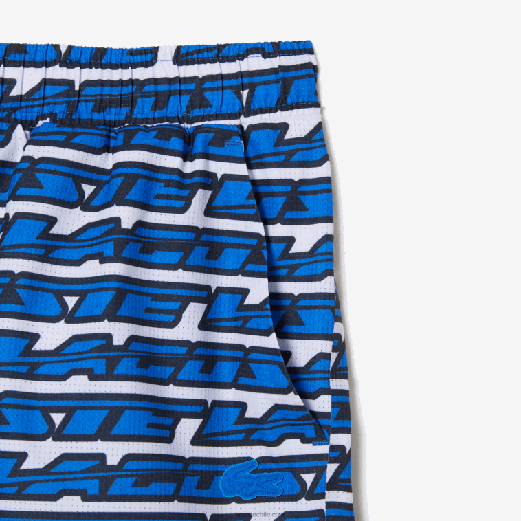hombres Lacoste blanco azul cualquiera bañador con estampado de dos tonos N6XZ2524