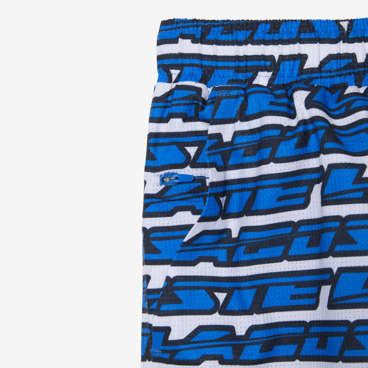 hombres Lacoste blanco azul cualquiera bañador con estampado de dos tonos N6XZ2524