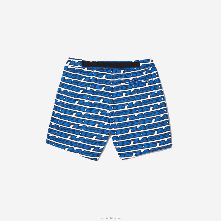 hombres Lacoste blanco azul cualquiera bañador con estampado de dos tonos N6XZ2524