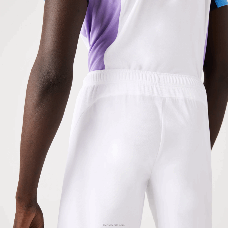 hombres Lacoste blanco azul marino 522 shorts de tenis sport regular fit sin costuras N6XZ21330