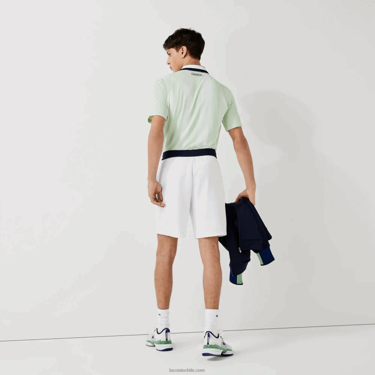 hombres Lacoste blanco azul marino blanco b0x shorts deportivos en jacquard con cintura elástica en contraste N6XZ21563