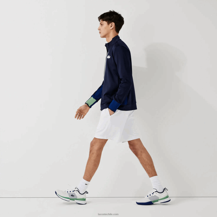 hombres Lacoste blanco azul marino blanco b0x shorts deportivos en jacquard con cintura elástica en contraste N6XZ21563