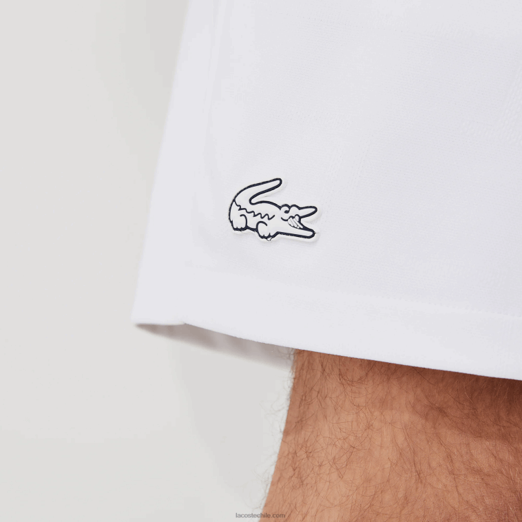 hombres Lacoste blanco azul marino blanco b0x shorts deportivos en jacquard con cintura elástica en contraste N6XZ21563