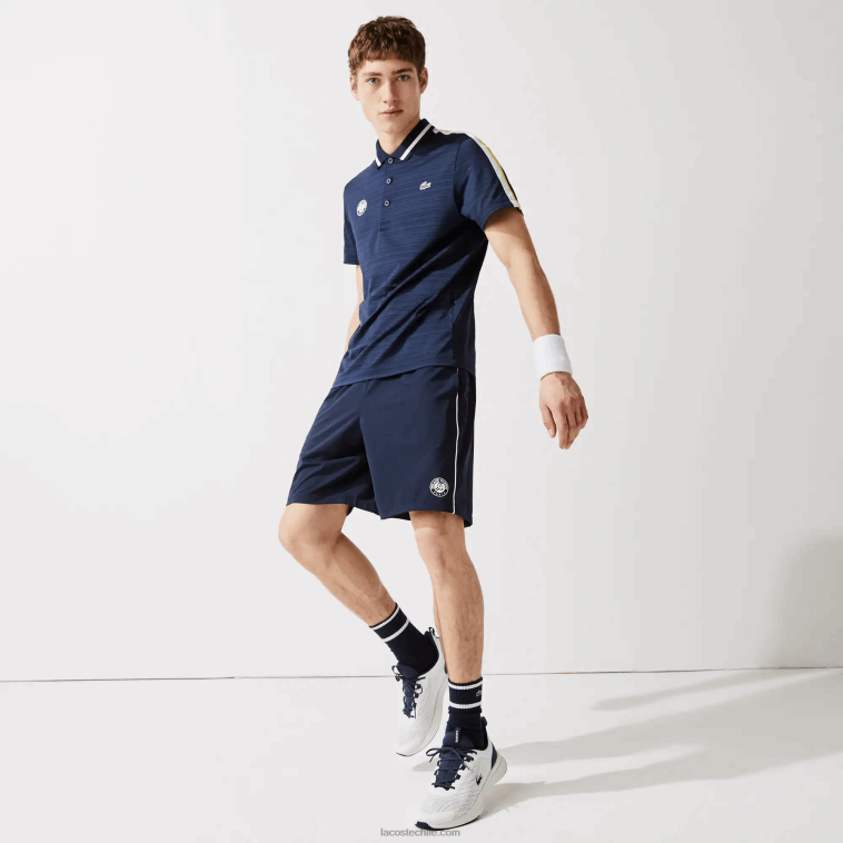 hombres Lacoste blanco azul marino r20 shorts deportivos ligeros y elásticos de edición abierta francesa N6XZ21546