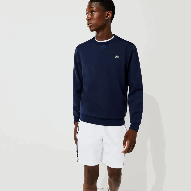 hombres Lacoste blanco azul vl3 bermudas polares con bandas con letras N6XZ21602