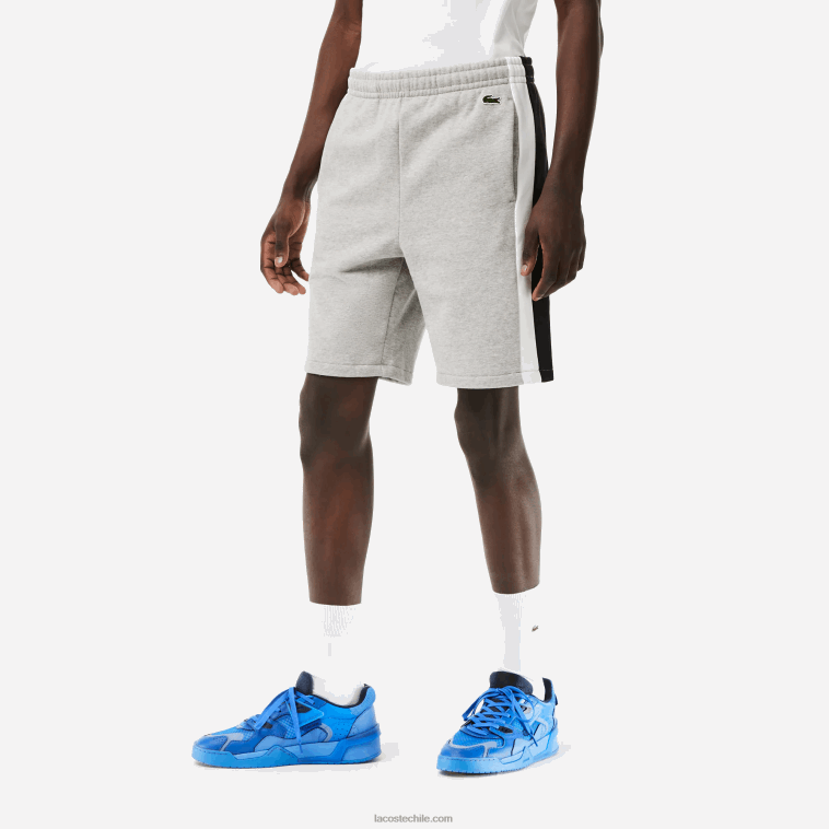 hombres Lacoste gris chino negro blanco sj1 shorts de felpa cepillada con bloques de color N6XZ2455