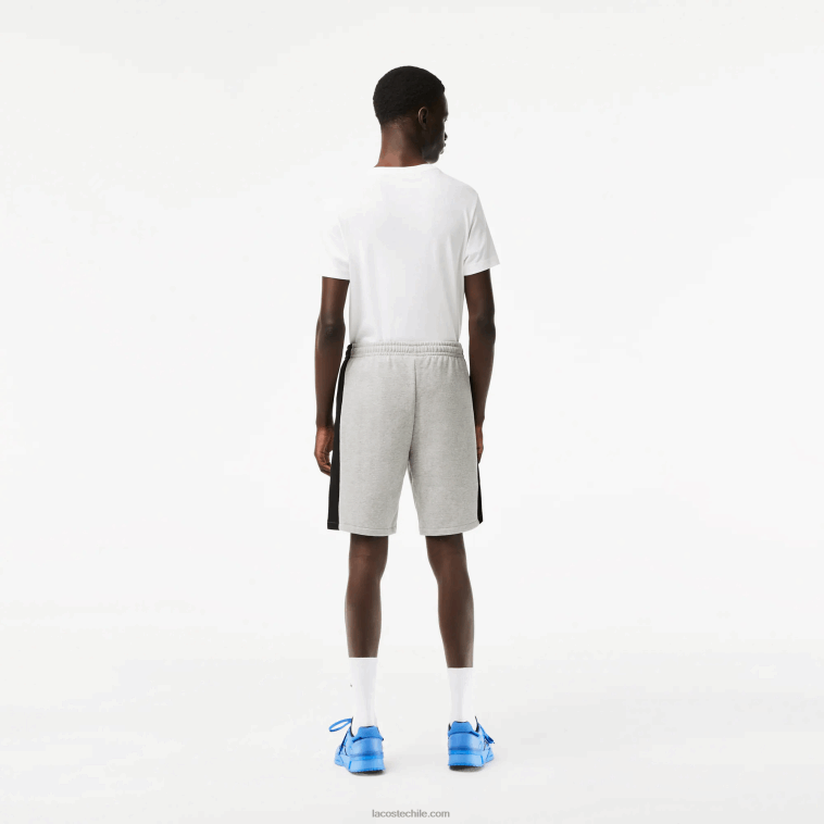 hombres Lacoste gris chino negro blanco sj1 shorts de felpa cepillada con bloques de color N6XZ2455