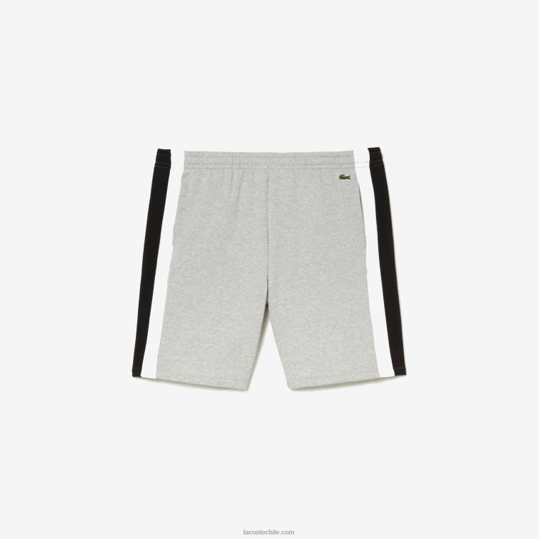 hombres Lacoste gris chino negro blanco sj1 shorts de felpa cepillada con bloques de color N6XZ2455