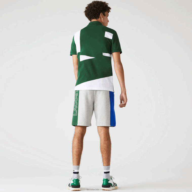 hombres Lacoste gris lomo azul verde hkb shorts de mezcla de vellón con logo N6XZ21514